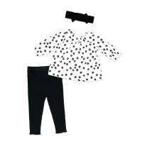 Girl's INF 3pc Gauze Top/Legging Set: Black Floral 