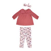 Girl's INF 3pc Gauze Top/Legging Set: Pink Floral 