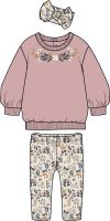 Girl's INF 3pc Oversized Sweater Shirt/ Legging Set: Pink Floral