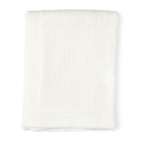 Knit Blanket with Border: White