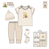 Pooh & Friends 5 Piece Layette Box Set: Tan 0-6M