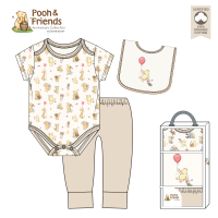 Pooh & Friends 3 Piece Layette Box Set: Tan 0-6M