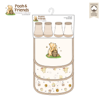 Pooh & Friends 5 Pc Bib with Sock: Tan