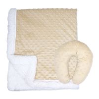 Popcorn Sherpa Blanket and Neck Pillow: Tan