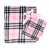 Blanket And Nunu Set: Pink Plaid Bear