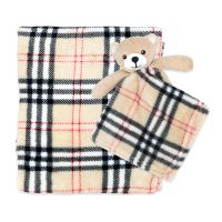 Blanket And Nunu Set: Tan Plaid Bear