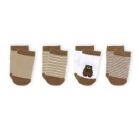 4 Pack Socks: Tan Bear Combo 