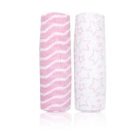 2 Pack Muslin Swaddle Blankets: Pink Star 