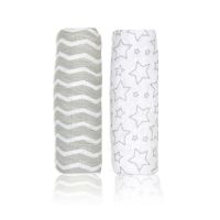 2 Pack Muslin Swaddle Blankets: Grey Star 
