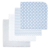 4 Pack Flannel Receiving Blankets: Star Blue 