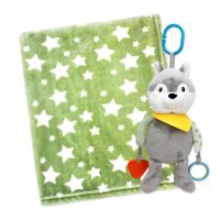 Plush Activity Toy & Blanket: Sage Wolf 