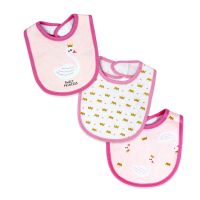 3 Piece Scoop Bib Set: Pink Sweet Princess Swan