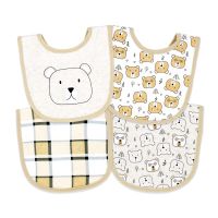 4 Pc Scoop Bib Set: Tan Bear
