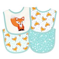 4 Pc Scoop Bib Set: Teal Fox