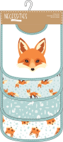 4 Pc Scoop Bib Set: Teal Fox