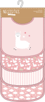 4 Pc Scoop Bib Set: Pink Llama