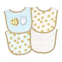 4 Pc Scoop Bib Set: Tan Milk and Cookies 
