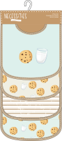 4 Pc Scoop Bib Set: Tan Milk and Cookies 