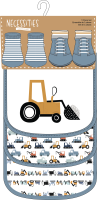 5 Piece Bib and Sock Set: Blue Tractor 