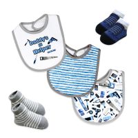 5 Piece Bib and Sock Set: Blue Daddy's lil Helper