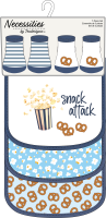 5 Piece Bib and Sock Set: Navy Snack Attack