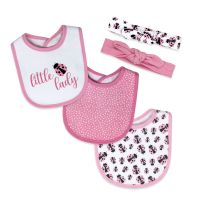 5 Piece Bib and Headband Set: Pink Little Lady