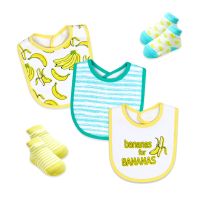 5 Piece Bib and Sock Set: Yellow Bananas for Bananas