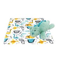 Plush Toy with Blanket: Teal Dino 