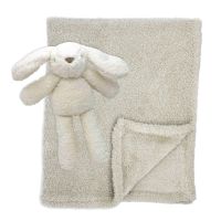 Chenille Toy With Blanket: Ivory Bunny    
