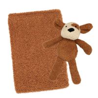 Chenille Toy With Blanket: Brown Dog 