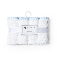 Solid Washcloth with Striped Trim: Blue 