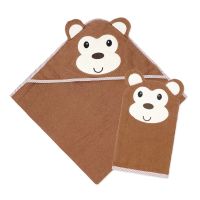 Mocha Monkey Hooded Towel with Washmitt