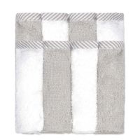 8 Pack Washcloth Set: Grey/Ivory