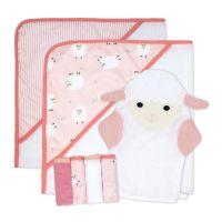 7pc Bath Set: Pink Lamb