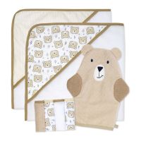 7pc Bath Set: Tan Bear