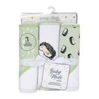 3 Pack Hooded Towel Set: Green Hedgehog