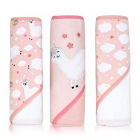 3 Pack Hooded Towel Set: Pink Llama