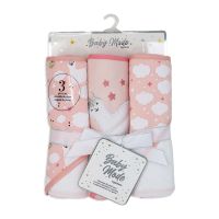 3 Pack Hooded Towel Set: Pink Llama