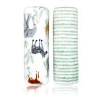 2 Pack Flannel Fleece Blanket: Sage Safari 