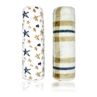 2 Pack Flannel Fleece Blanket: Tan Stars