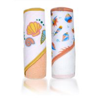 2 Pack Hooded Towel Set: Peach Seashells