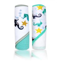 2 Pack Hooded Towel Set: Aqua Seahorses