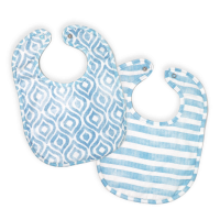 2 Pack Muslin Bib: Blue Watercolour