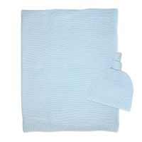 2 Piece Knit Blanket Set: Blue