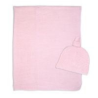 2 Piece Knit Blanket Set: Pink