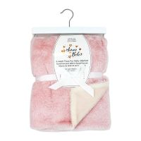 2 Layer Faux Fur Plush Blanket: Pink