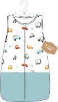 2 Layer Muslin Sleep Sac 0-6M: Blue Cars