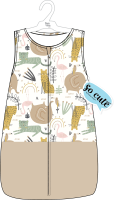 2 Layer Muslin Sleep Sac 0-6M: Tan Safari 