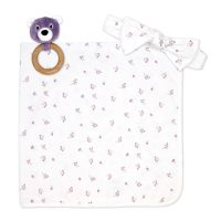 3pc Knit Swaddle Set: Mauve Floral 
