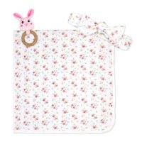 3pc Knit Swaddle Set: Peach Floral 